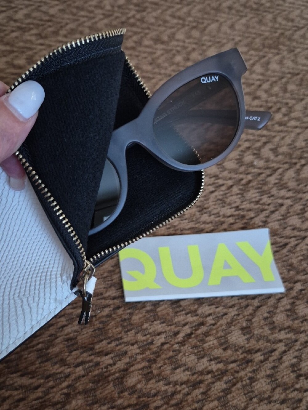 Quay Australia Matte Gray Cat Eye Sunglasses - Picture 2 of 6